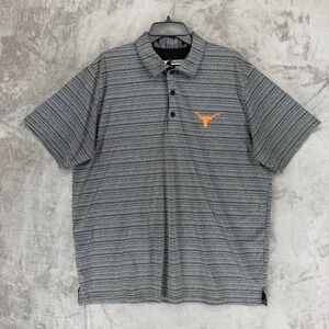 Longhorn Apparel Mens XL Polo Shirt Grey Black Striped Texas Longhorns NCAA Logo